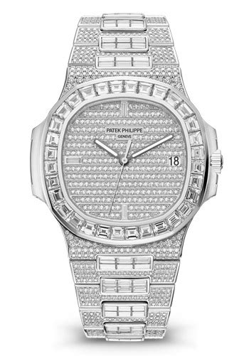 patek philippe nautilus white gold & baguette diamonds 5719 10g-010|Patek Philippe Nautilus with diamonds.